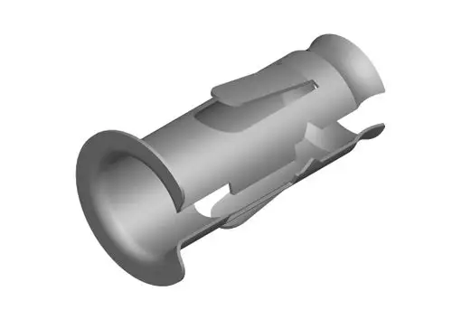 Grau-mattes Bauteil mit einem hohlen Innenraum und zwei seitlichen Halterungen, vermutlich für die Montage oder Verbindung von Komponenten, produziert von Bosch.